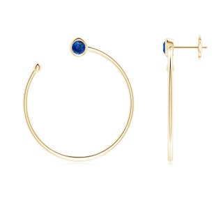 3.6mm AAA Bezel-Set Round Blue Sapphire Front-to-Back Flex Hoop Earrings in Yellow Gold