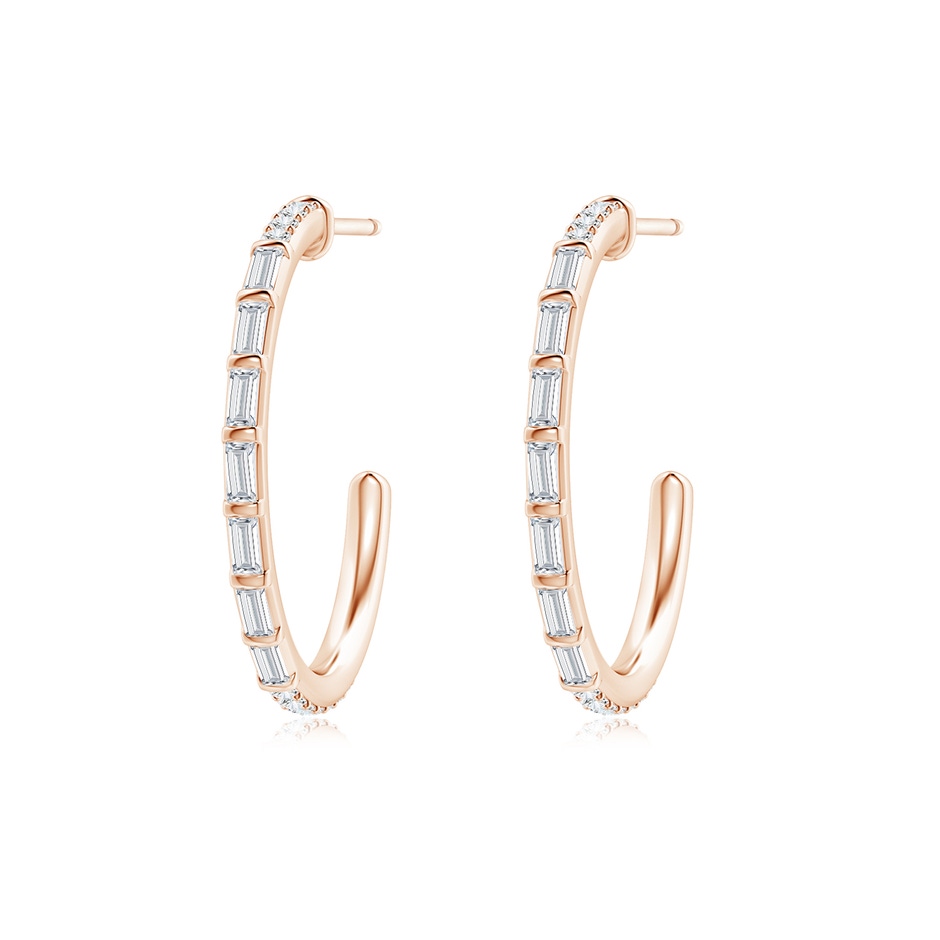 2.5x1.2mm GVS2 Baguette & Round Diamond Hoop Earrings in Rose Gold 