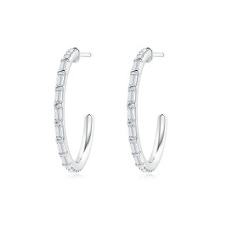 2.5x1.2mm GVS2 Baguette & Round Diamond Hoop Earrings in S999 Silver