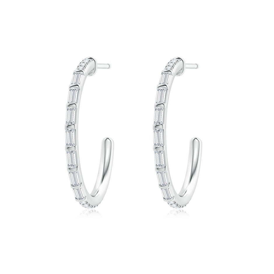2.5x1.2mm GVS2 Baguette & Round Diamond Hoop Earrings in S999 Silver 