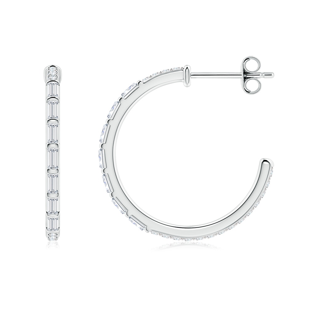 2.5x1.2mm GVS2 Baguette & Round Diamond Hoop Earrings in S999 Silver - side 199