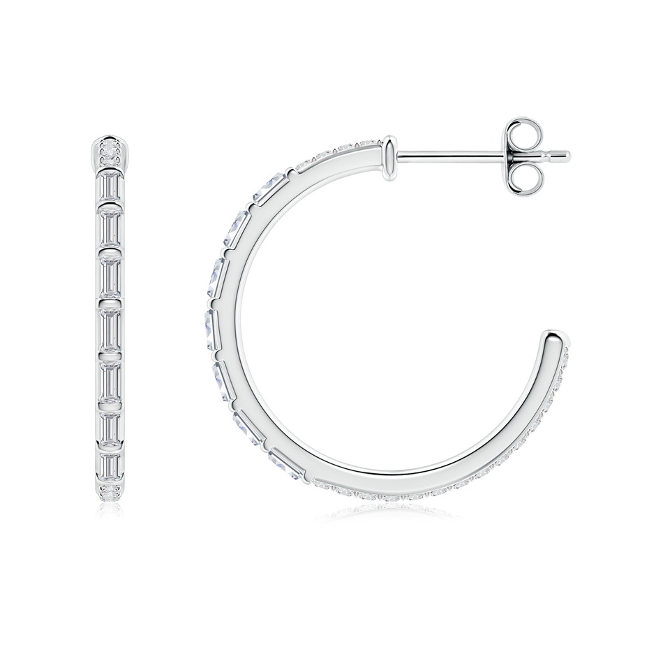 2.5x1.2mm HSI2 Baguette & Round Diamond Hoop Earrings in S999 Silver side 199
