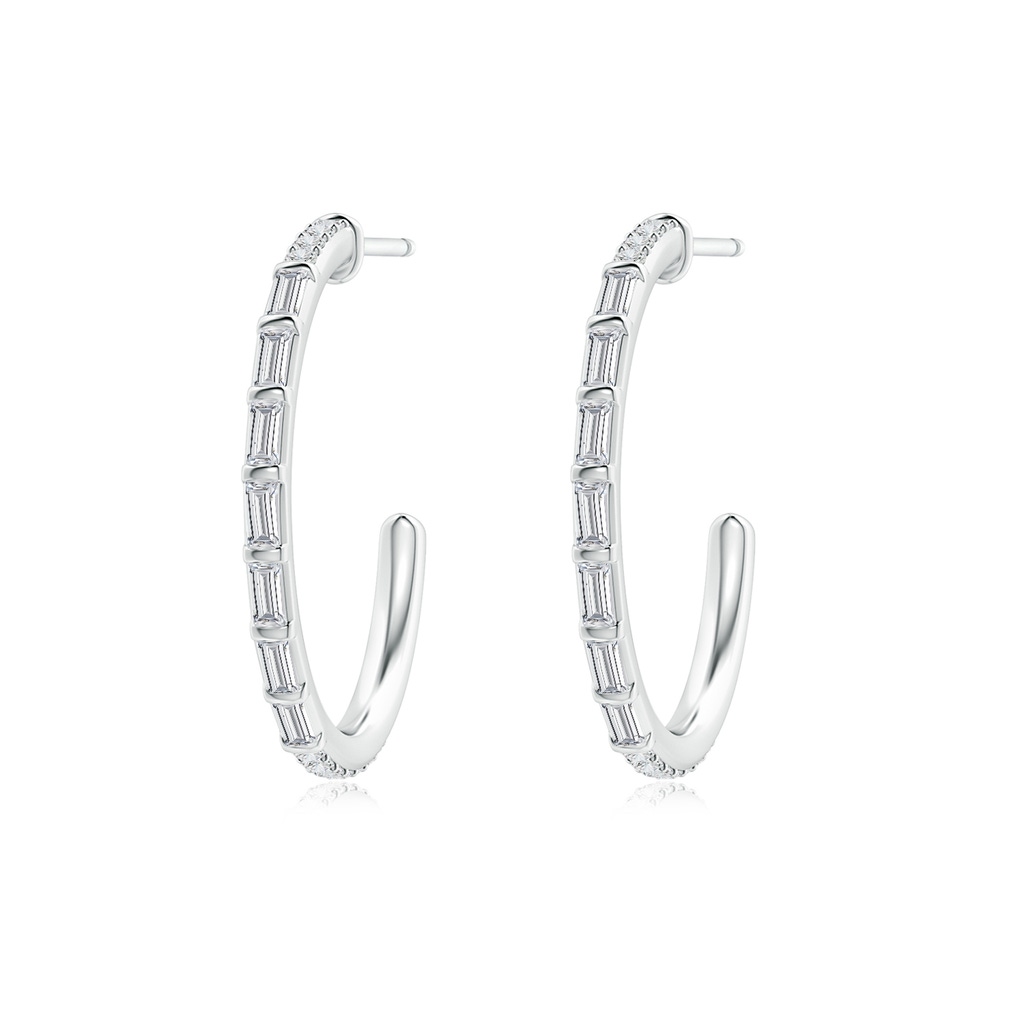 2.5x1.2mm HSI2 Baguette & Round Diamond Hoop Earrings in White Gold