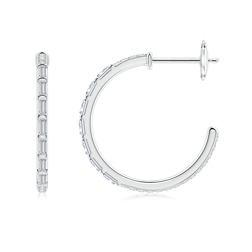 2.5x1.2mm HSI2 Baguette & Round Diamond Hoop Earrings in White Gold - side 199