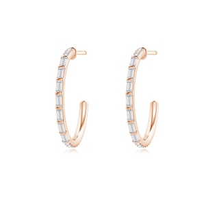 2x1mm GVS2 Baguette & Round Diamond Hoop Earrings in Rose Gold