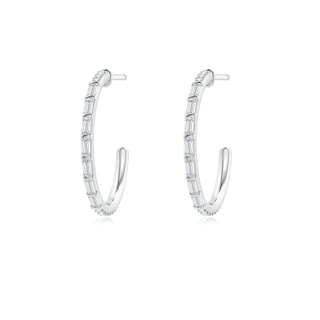 2x1mm GVS2 Baguette & Round Diamond Hoop Earrings in S999 Silver