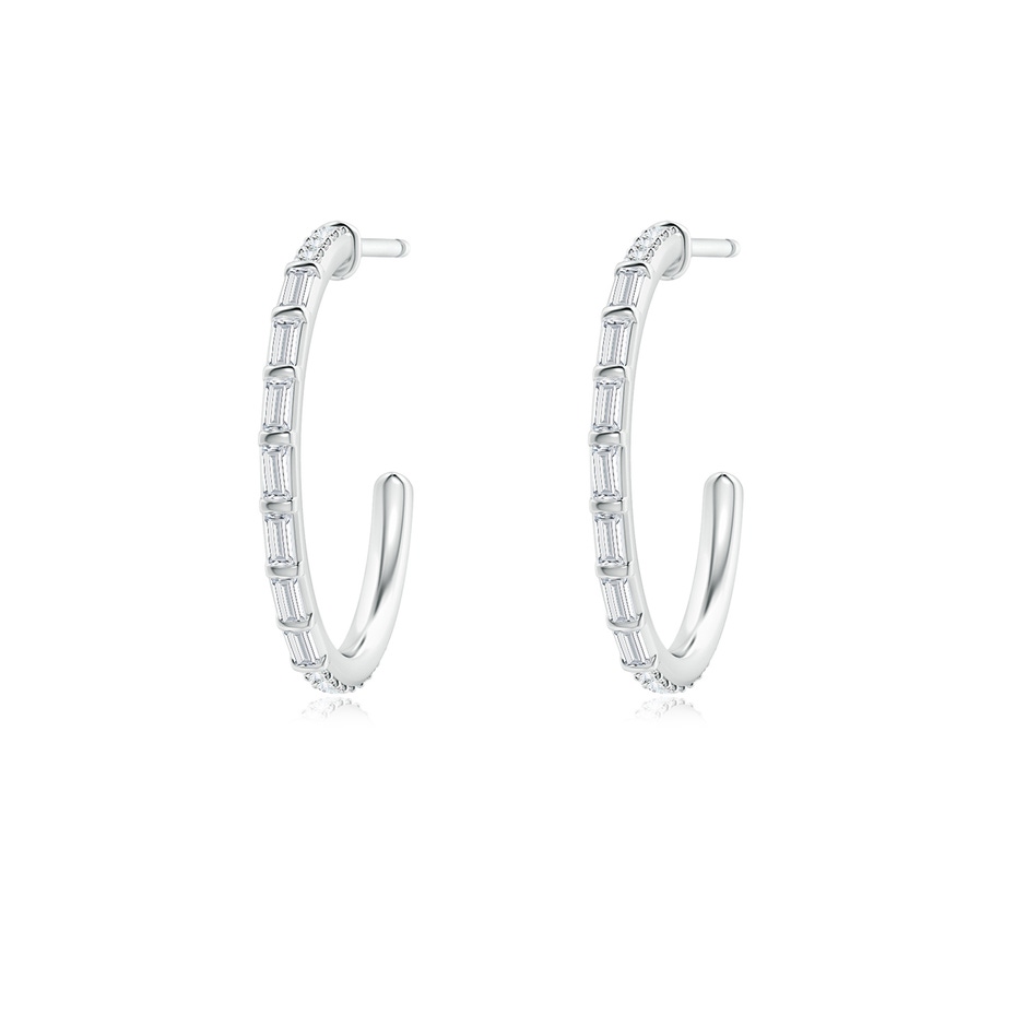 2x1mm GVS2 Baguette & Round Diamond Hoop Earrings in S999 Silver 
