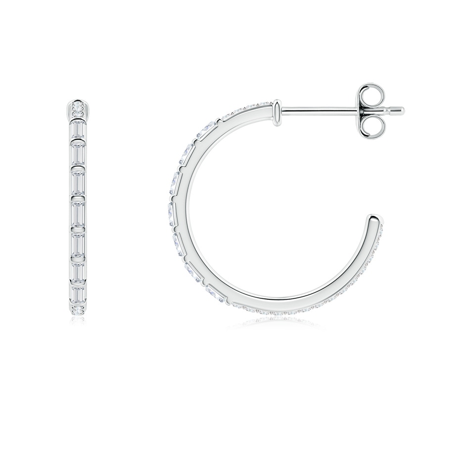 2x1mm GVS2 Baguette & Round Diamond Hoop Earrings in S999 Silver side 199