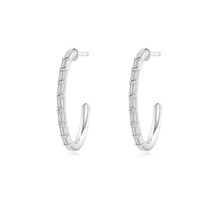 2x1mm HSI2 Baguette & Round Diamond Hoop Earrings in S999 Silver