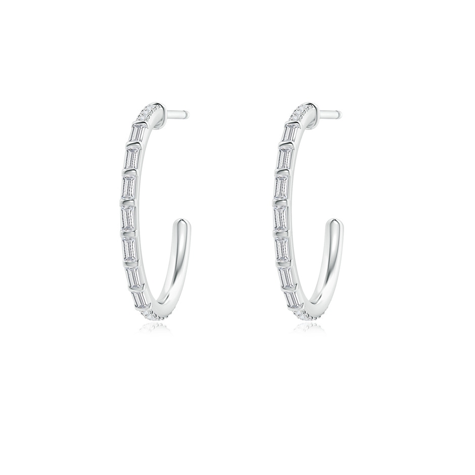 2x1mm HSI2 Baguette & Round Diamond Hoop Earrings in White Gold 