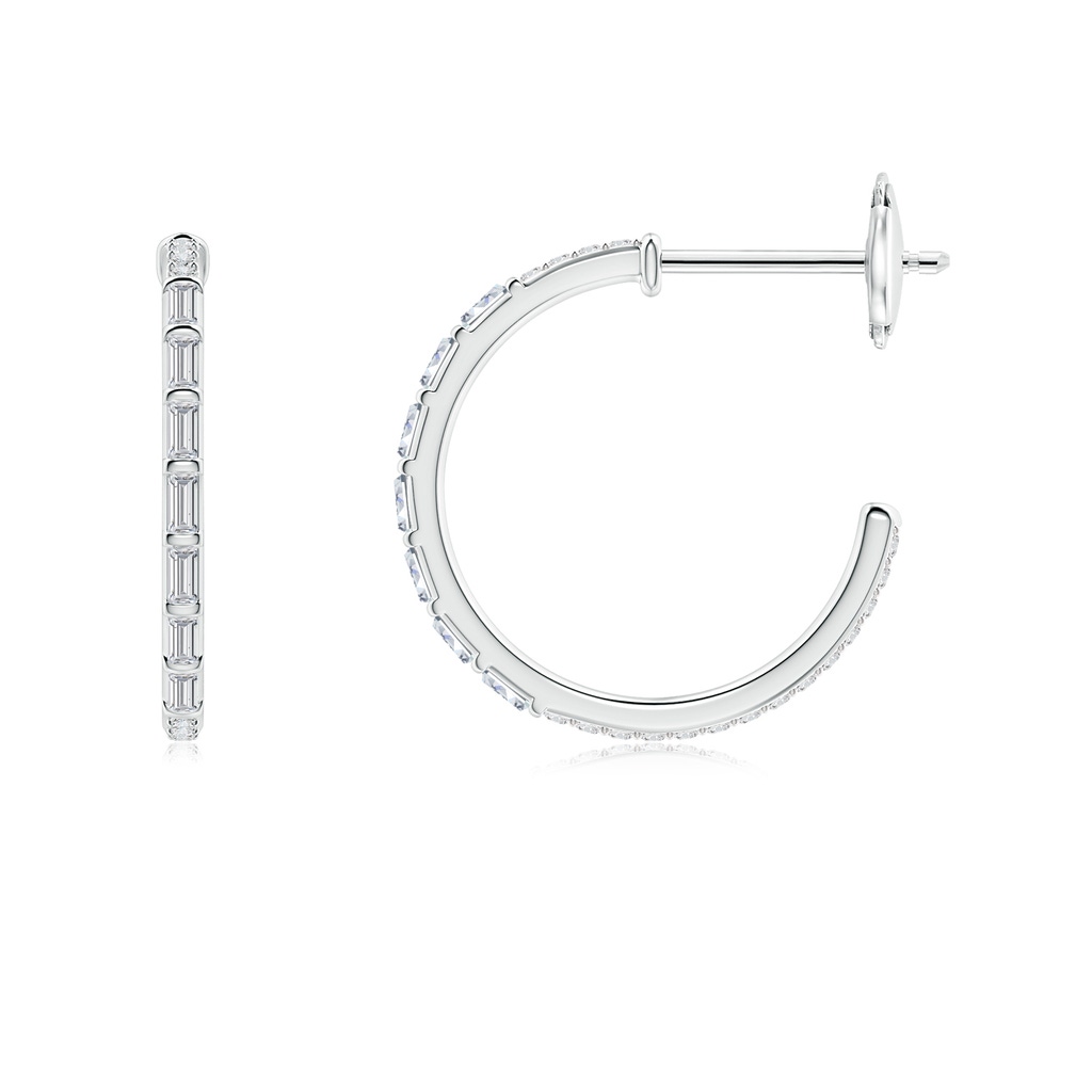 2x1mm HSI2 Baguette & Round Diamond Hoop Earrings in White Gold - side 199