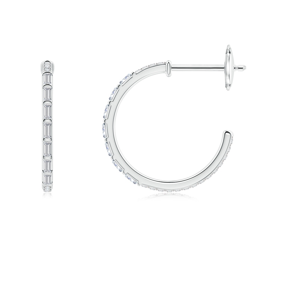 2x1mm HSI2 Baguette & Round Diamond Hoop Earrings in White Gold side 199