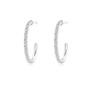 2x1mm IJI1I2 Baguette & Round Diamond Hoop Earrings in S999 Silver