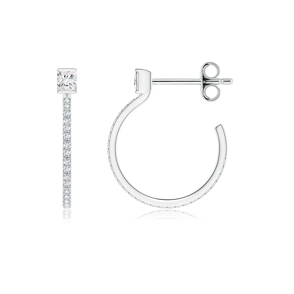 2.7mm GVS2 Princess & Round Diamond Hoop Earrings in S999 Silver - side 199