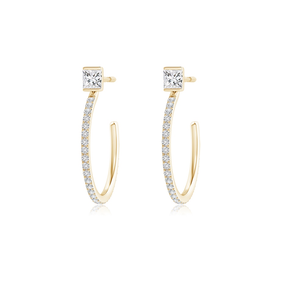 2.7mm HSI2 Princess & Round Diamond Hoop Earrings in Yellow Gold 