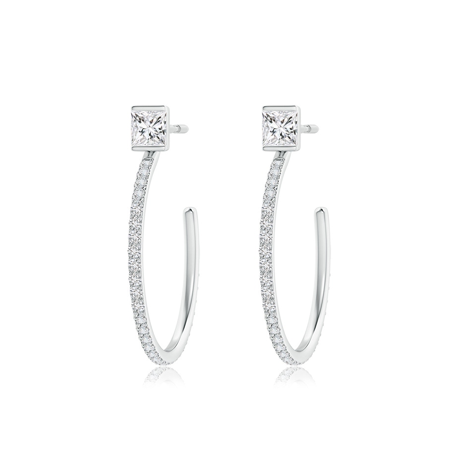 3.1mm HSI2 Princess & Round Diamond Hoop Earrings in White Gold 