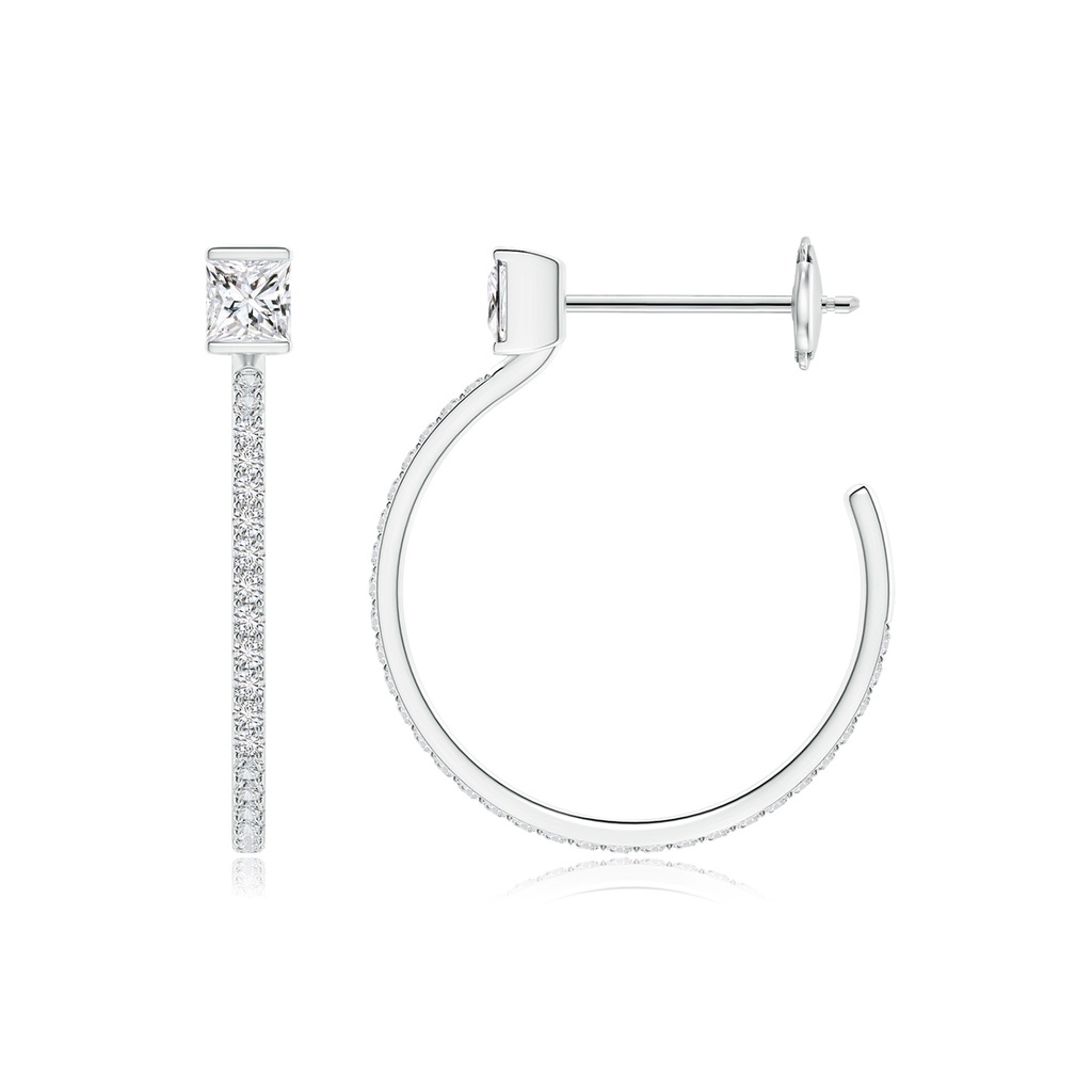 3.1mm HSI2 Princess & Round Diamond Hoop Earrings in White Gold - side 199