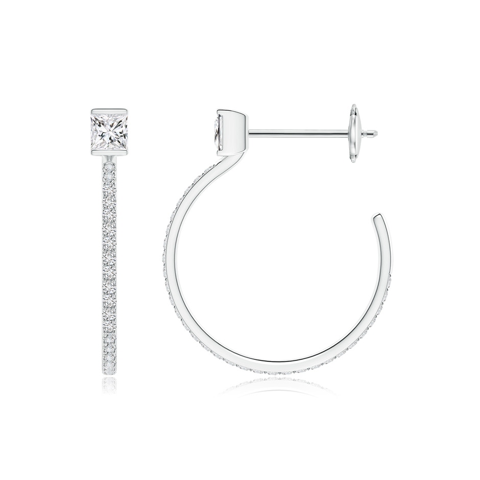 3.1mm HSI2 Princess & Round Diamond Hoop Earrings in White Gold side 199