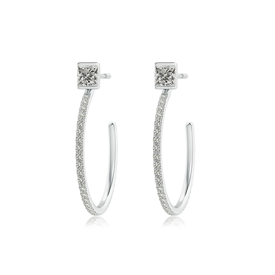 3.1mm KI3 Princess & Round Diamond Hoop Earrings in S999 Silver 
