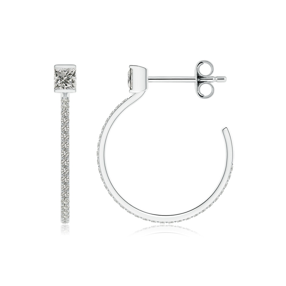 3.1mm KI3 Princess & Round Diamond Hoop Earrings in S999 Silver side 199