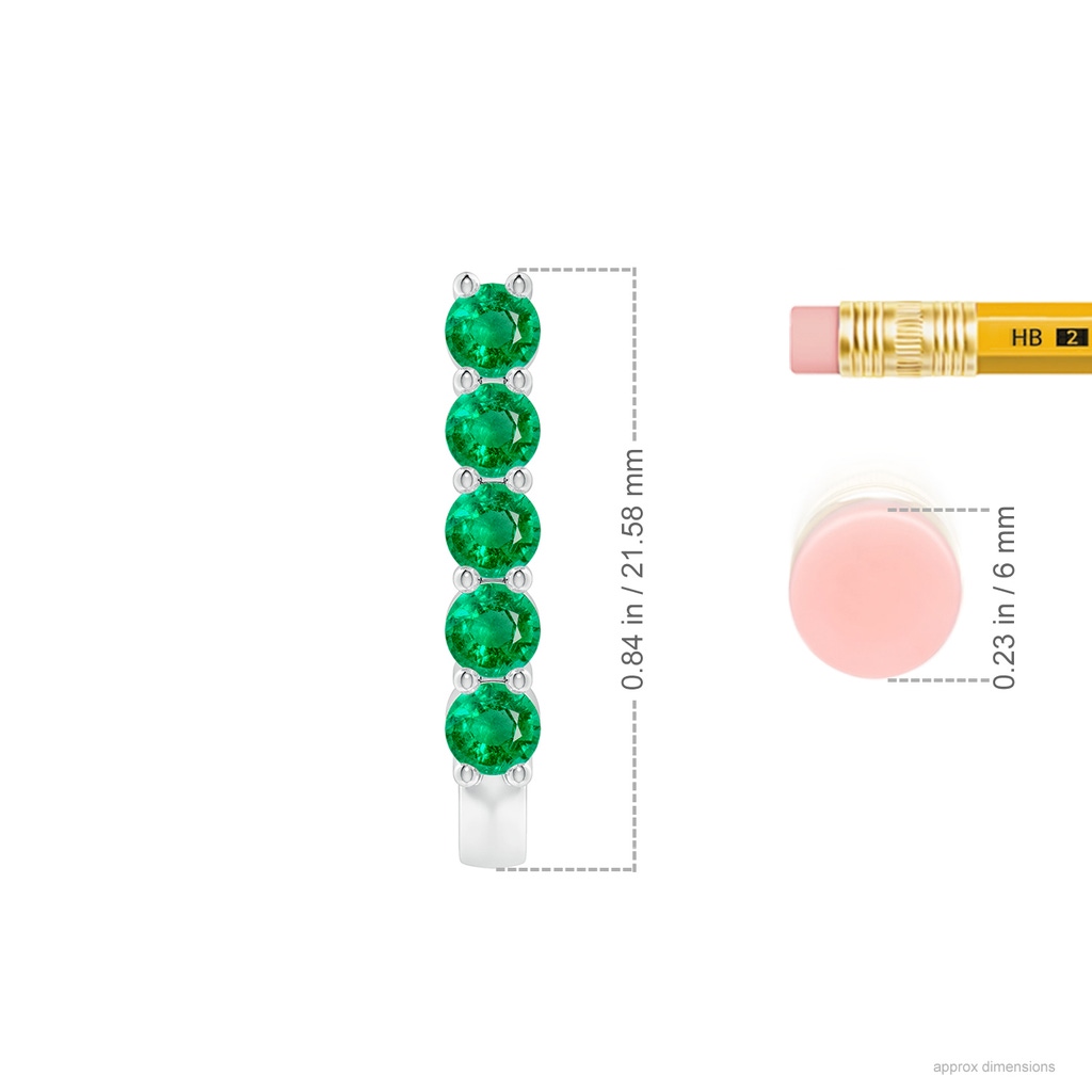 3.5mm AAA Round Emerald J-Hoop Earrings in White Gold ruler