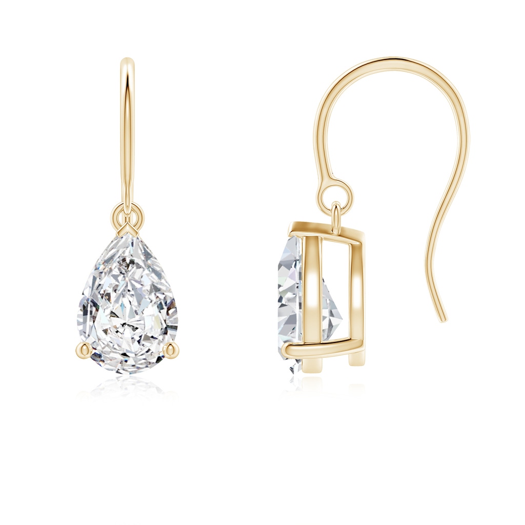 9x5.5mm HSI2 Pear-Shaped Diamond Solitaire Drop Earrings in Yellow Gold