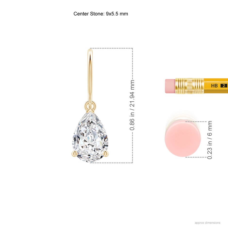 9x5.5mm HSI2 Pear-Shaped Diamond Solitaire Drop Earrings in Yellow Gold ruler