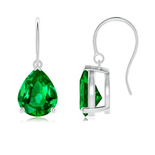 10x8mm AAAA Pear-Shaped Emerald Solitaire Drop Earrings in P950 Platinum