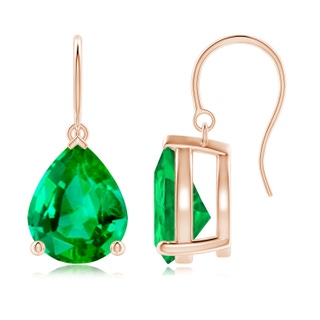 12x10mm AAA Pear-Shaped Emerald Solitaire Drop Earrings in Rose Gold