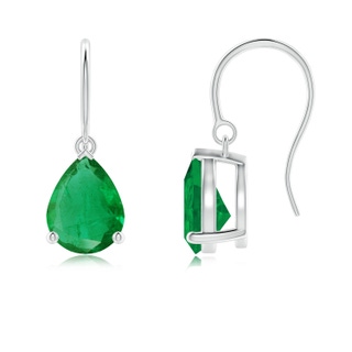 9x7mm AA Pear-Shaped Emerald Solitaire Drop Earrings in P950 Platinum