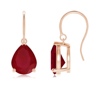 10x8mm AA Pear-Shaped Ruby Solitaire Drop Earrings in Rose Gold