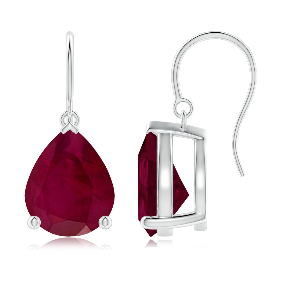 12x10mm A Pear-Shaped Ruby Solitaire Drop Earrings in P950 Platinum 