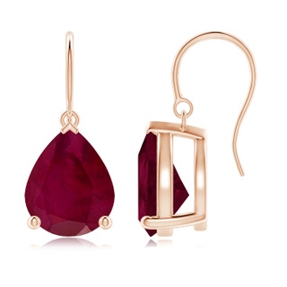 12x10mm A Pear-Shaped Ruby Solitaire Drop Earrings in Rose Gold