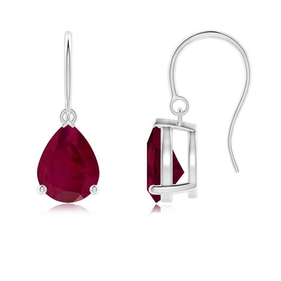 9x7mm A Pear-Shaped Ruby Solitaire Drop Earrings in P950 Platinum 