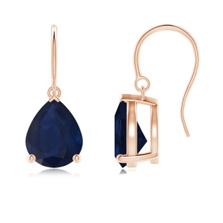 10x8mm A Pear-Shaped Blue Sapphire Solitaire Drop Earrings in 9K Rose Gold