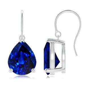 12x10mm Lab-Grown Pear-Shaped Blue Sapphire Solitaire Drop Earrings in P950 Platinum