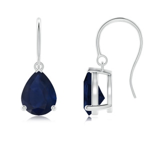 9x7mm A Pear-Shaped Blue Sapphire Solitaire Drop Earrings in P950 Platinum