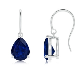 9x7mm AA Pear-Shaped Blue Sapphire Solitaire Drop Earrings in P950 Platinum