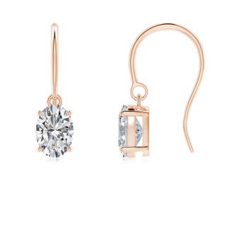 6.5x4.5mm HSI2 Oval Diamond Solitaire Drop Earrings in Rose Gold