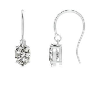 6.5x4.5mm KI3 Oval Diamond Solitaire Drop Earrings in P950 Platinum