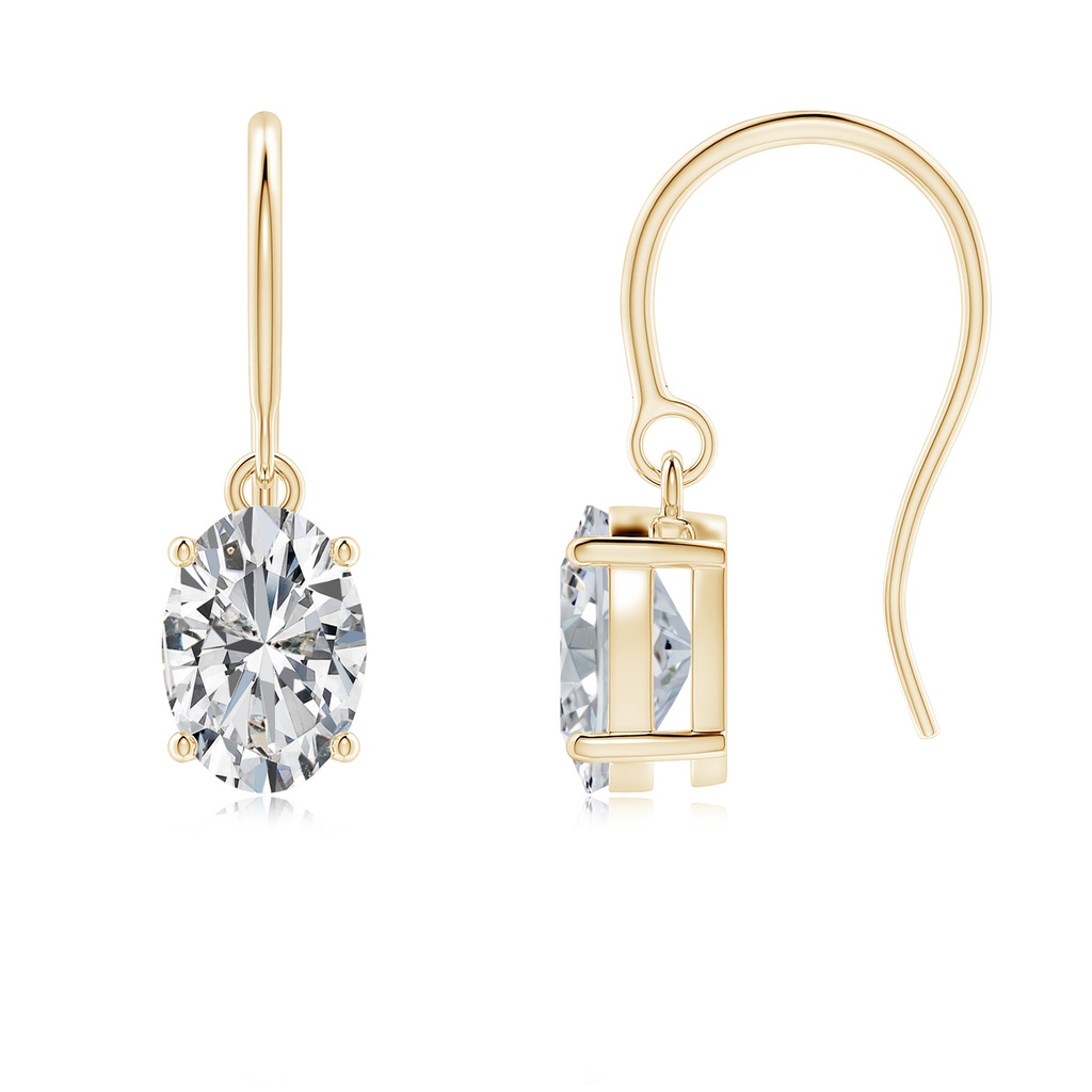 7.3x5.2mm HSI2 Oval Diamond Solitaire Drop Earrings in Yellow Gold