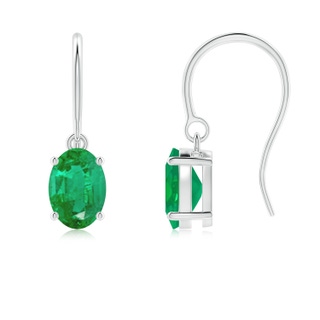 7x5mm AA Oval Emerald Solitaire Drop Earrings in P950 Platinum