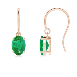 7x5mm AA Oval Emerald Solitaire Drop Earrings in Rose Gold