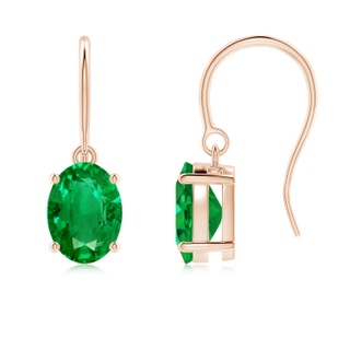 8x6mm AAA Oval Emerald Solitaire Drop Earrings in Rose Gold