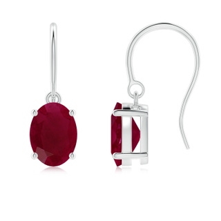 8x6mm A Oval Ruby Solitaire Drop Earrings in P950 Platinum