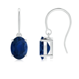 8x6mm AA Oval Blue Sapphire Solitaire Drop Earrings in P950 Platinum