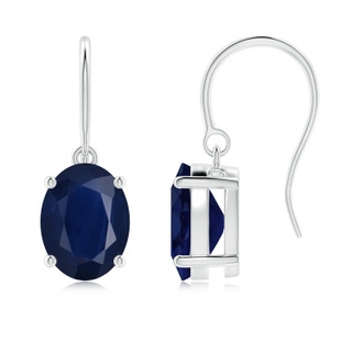 9x7mm A Oval Blue Sapphire Solitaire Drop Earrings in P950 Platinum