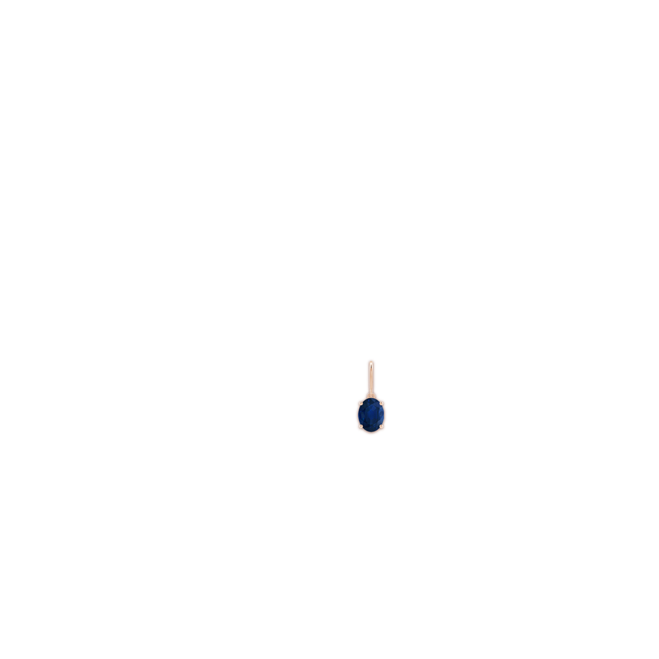 9x7mm AA Oval Blue Sapphire Solitaire Drop Earrings in Rose Gold ear