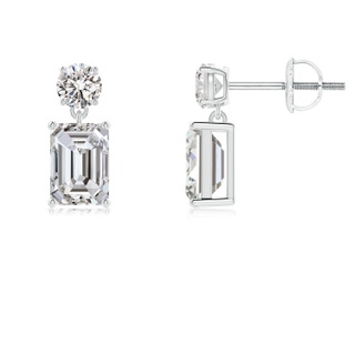 6.5x4.5mm IJI1I2 Emerald-Cut Diamond Drop Earrings in P950 Platinum