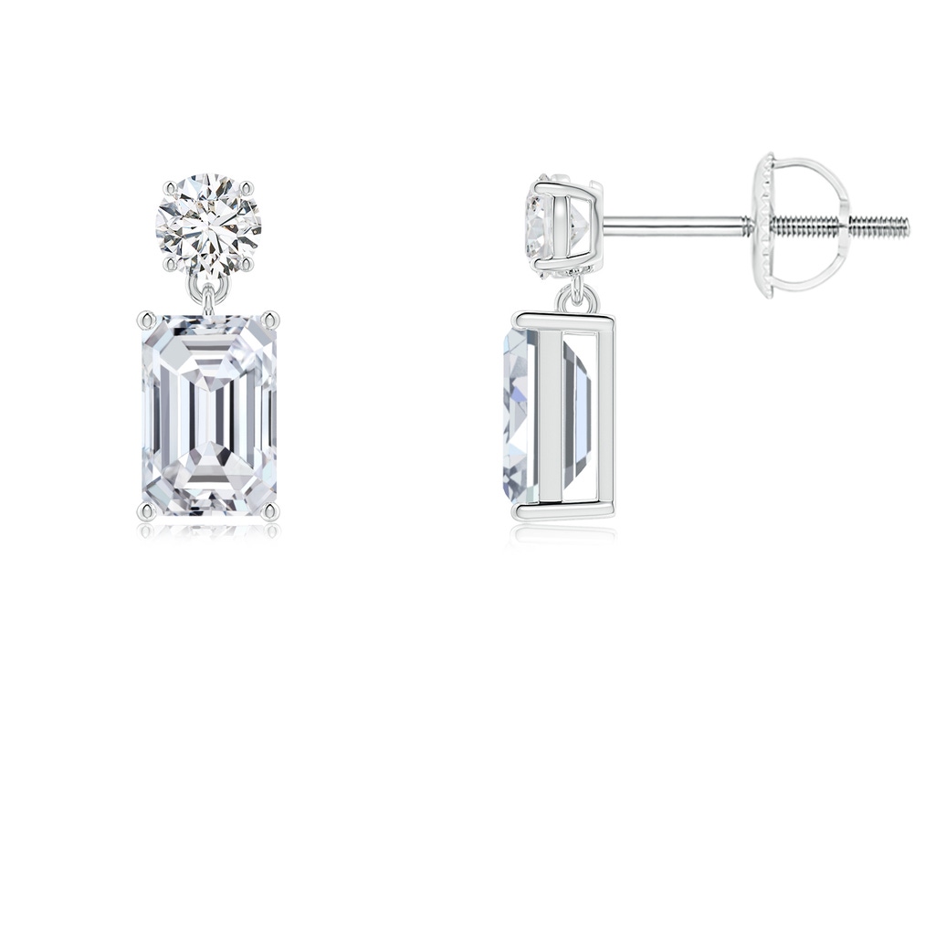 6x4mm HSI2 Emerald-Cut Diamond Drop Earrings in White Gold